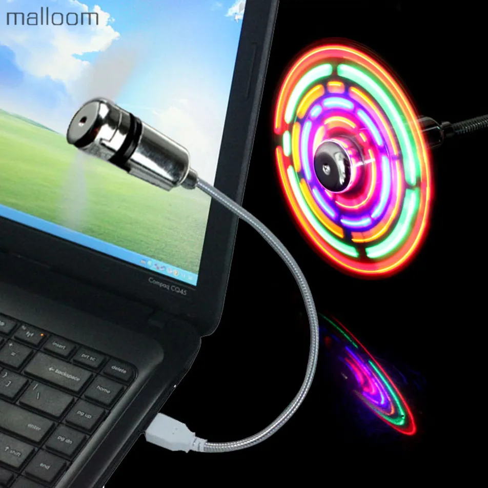 Malloom 2019 Mini USB Fan Gadgets Flexible LED Cool For Laptop PC Notebook LED Light Energy