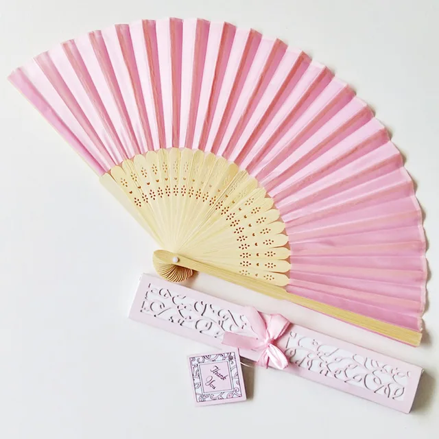 30pcs/lot Wedding Decoration Handmade Fans Folding Silk Hand Fan With