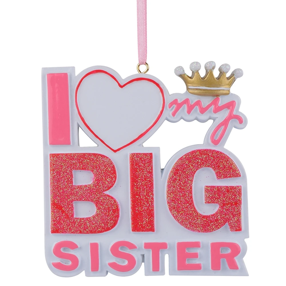 I Love my Big Brother Sister Polyresin Glitter Christmas Tree Ornament Personalized Gifts For Party Holiday Home Decoration