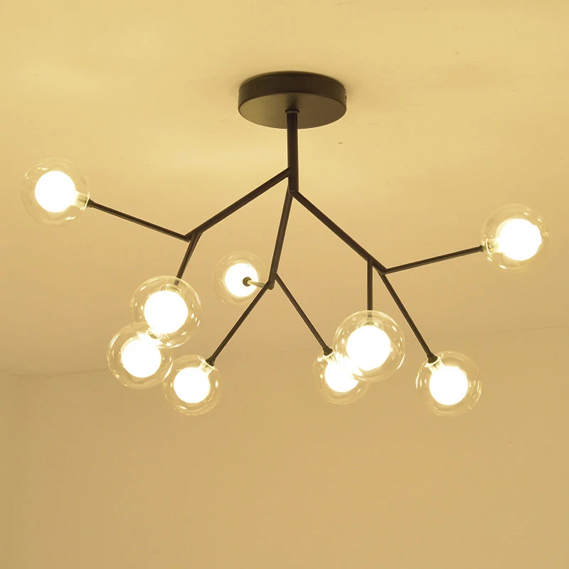 9 head ceiling lamp Креативные современные подвесные светильники, стеклянный абажур, диаметр 27 см., диаметр 65 см, для гостиной, столовой, оснастка, подвесной кулон, G4 светодиодный светильник, сменный - Цвет корпуса: 9 head ceiling lamp