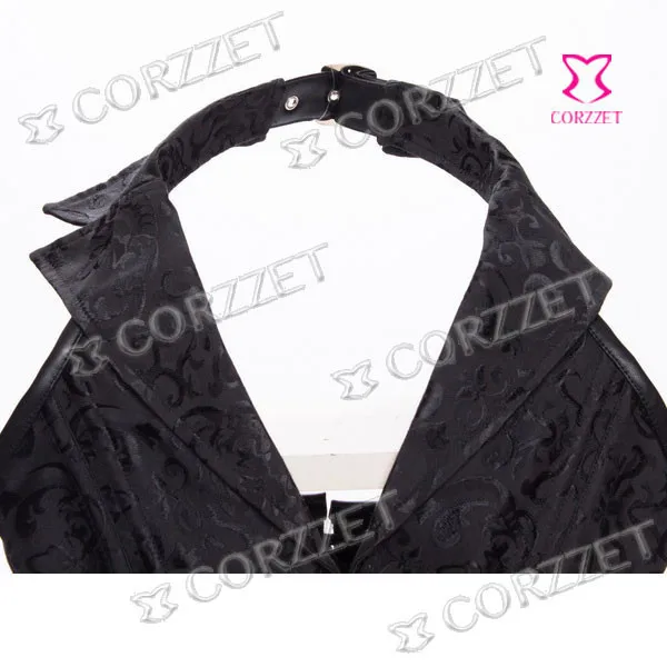 Черный корсет из кареточной ткани с лямкой на груди и стальными косточками, сексуальный корсет для похудения, Топ для женщин, корсет в стиле стимпанк, бюстье, готическая одежда
