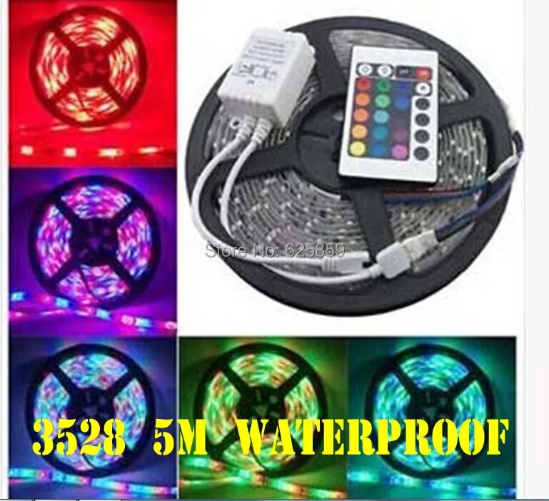 

LED Strips Light 5M Roll 3528 SMD Flexible Waterproof 60 LEDs/M 300 LEDs Cool Warm White Red Green Blue Yellow RGB IR Remote