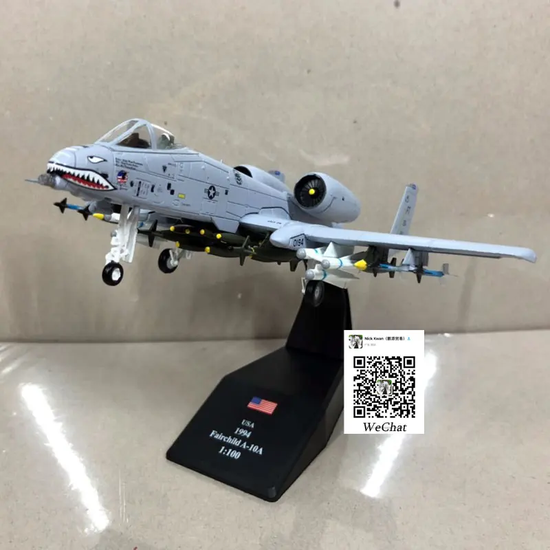 WLTK 1/100 масштаб A-10 Thunderbolt II Warthog Штурмовик 23-й TFW Летающие тигры литая под давлением металлическая модель истребителя игрушка для коллекции