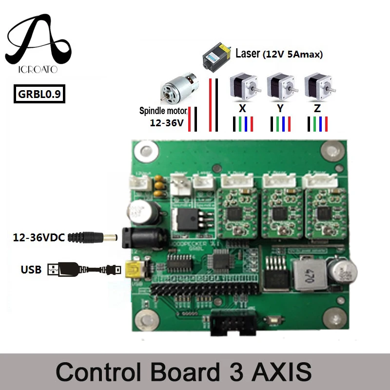 online ICROATO GRBL 0.9 Porta USB Placa de Controle Da Máquina de Gravura do CNC, 3 Eixo De Controle, Placa de Máquina de Gravação A Laser