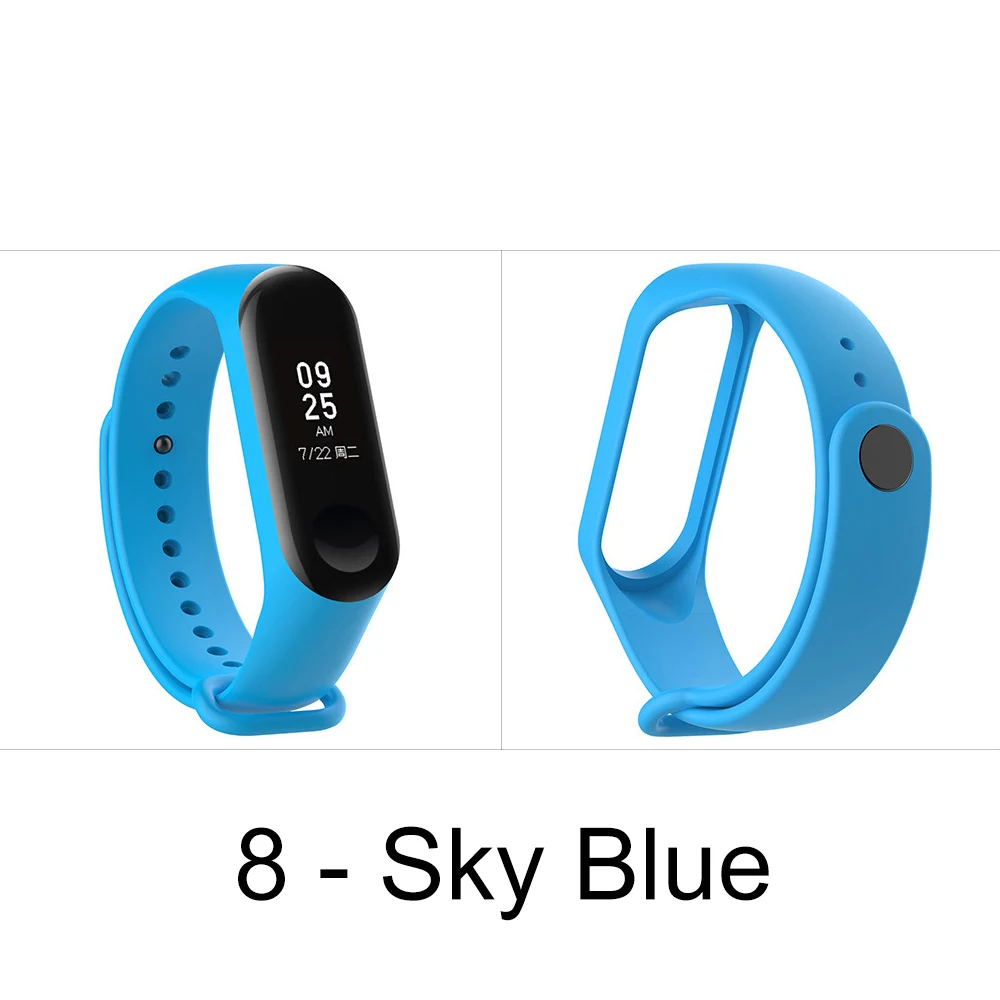 8 Sky Blue Ремешок для Xiaomi Mi Band 4 ремешок Смарт-аксессуары браслет для Xiaomi Mi band 4 ремешок Смарт-браслет Mi Band 3 Браслет 13 цветов - Color: 8 Sky Blue