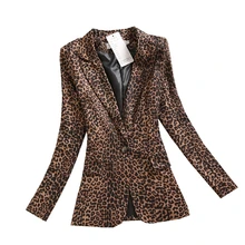 Buy Brieuces Women Blazer Leopard Print Suit Jacket Female One Button Outerwear casual Long Sleeve coat Plus Size 3Xl Free Shipping