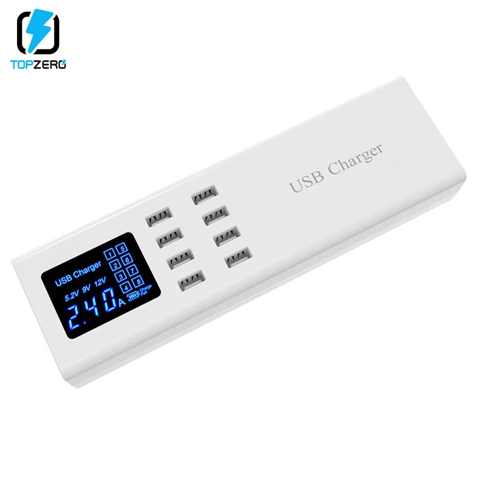 8 портов USB светодиодный дисплей настенное зарядное устройство адаптер гнездо