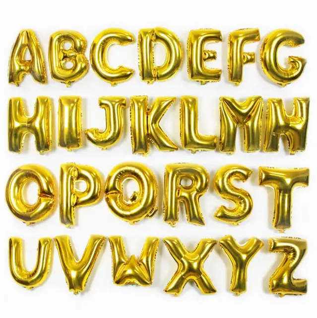 16inch Gold Alphabet Letter Balloons Foil Balloon Birthday New Year Wedding party Decoration custom Name DIY Balloon