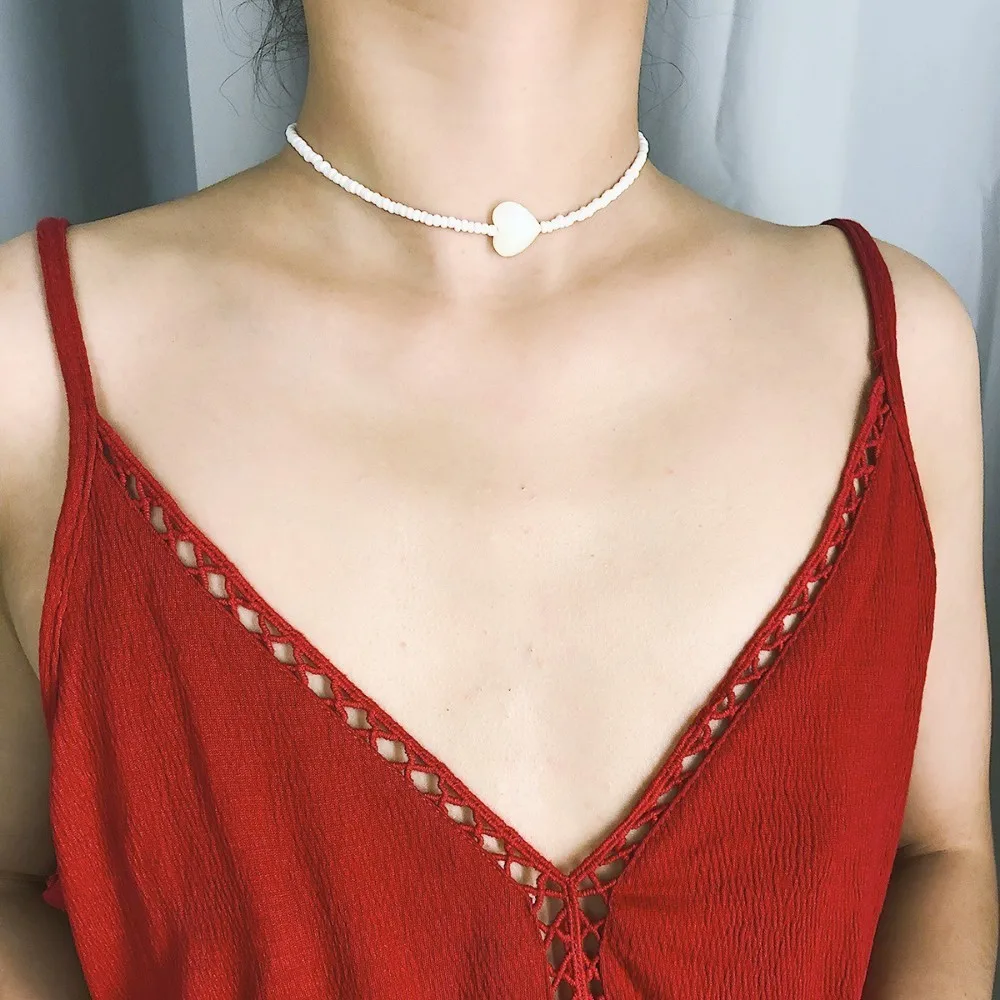 

White Beaded Choker Glass Necklaces 2019 Trendy Fashion Women Bohemian Jewelry Gifts For Mom Girlfriend