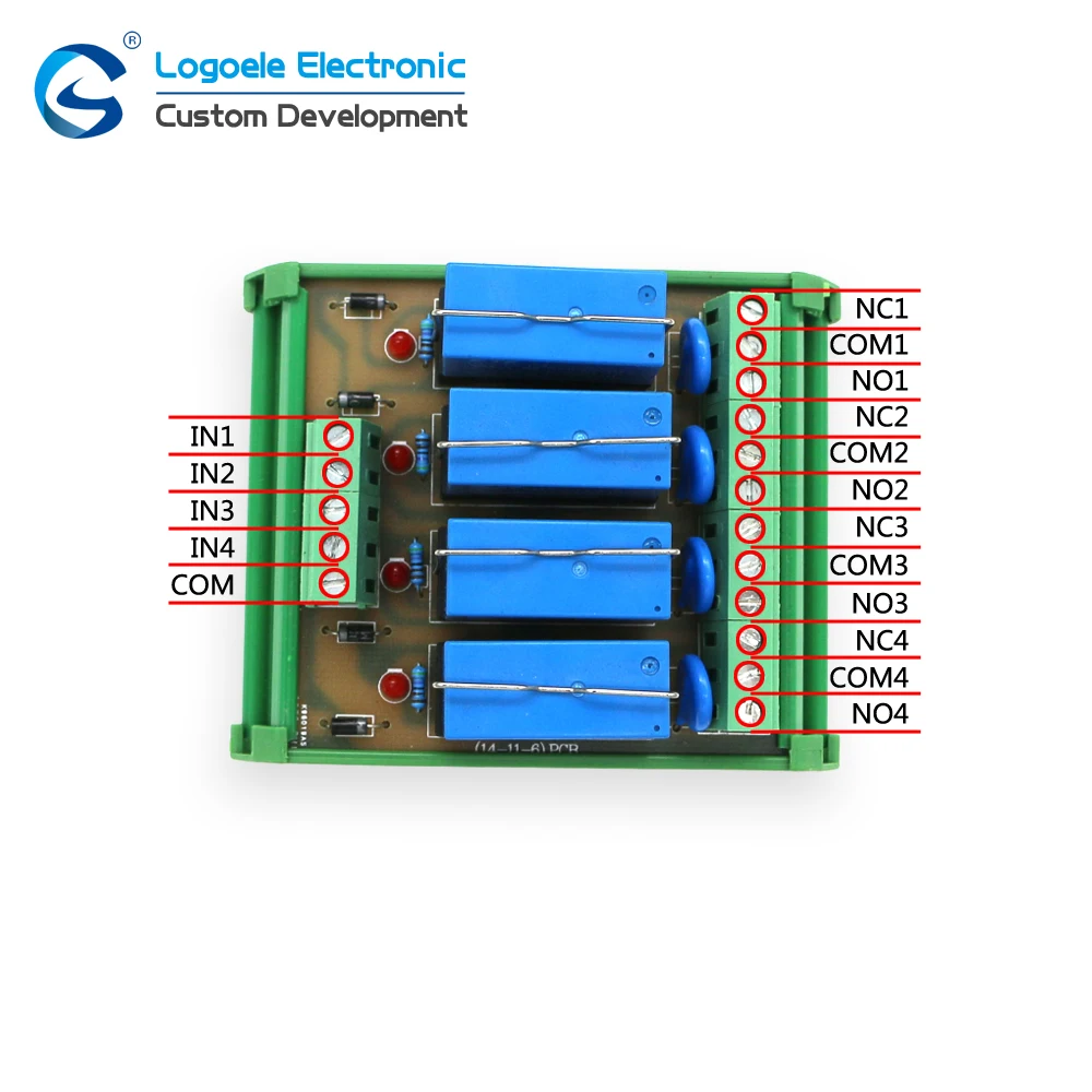 High quality DC12V/24V input signal NPN / PNP 4 channel relay module four panels driver board module Band shell