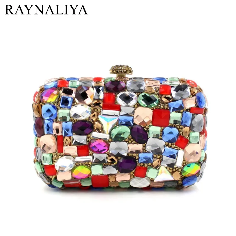 

High Quality Crystal Evening Bags Multi-color Designer Handbags For Women Clutch Mini Size Diamonds Minaudiere Smyzh-e0073