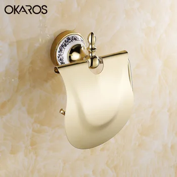 

OKAROS Wall Mounted Toilet Paper Roll Holder Stainless Steel Gold Toilet Tissue box Paper Towel Rack Bathroom Accessories