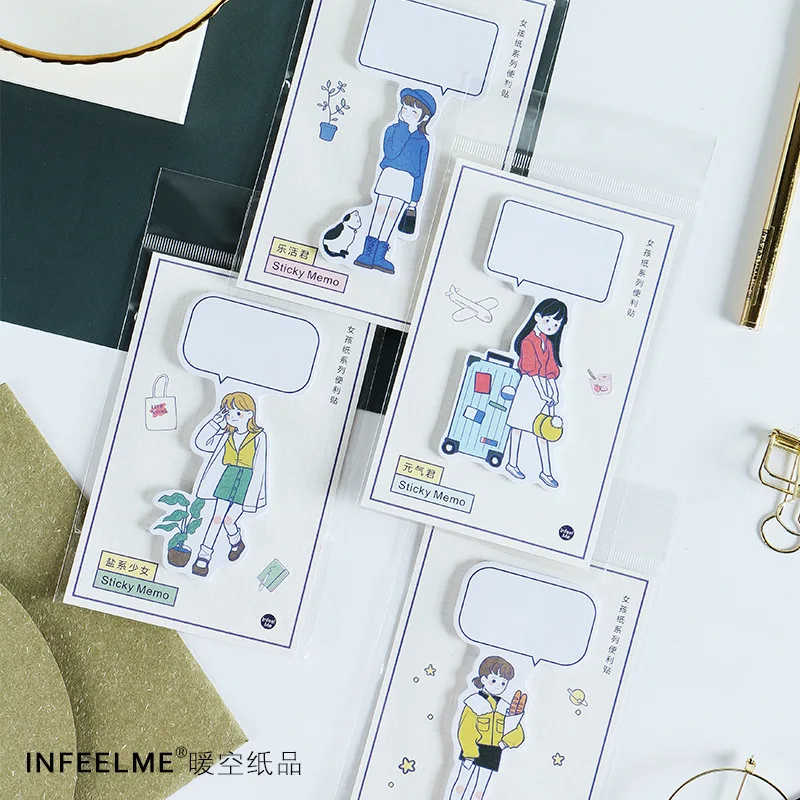

30 Sheets/pad Kawaii Girls Sticky Notes Cute Cartoon Paper Memo Pad Post Sticker School Office Stationery Supplies