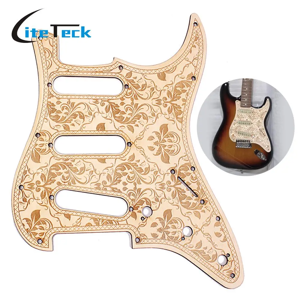 SSS деревянная Гитара Pickguard Древесина клена с декоративным цветочным узором для