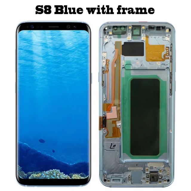 5,8 ''/6,2'' дисплей с рамкой для samsung S8 G950F G950U lcd S8 Plus G955 G955F с кодирующий преобразователь сенсорного экрана в сборе - Цвет: S8 Blue With Frame