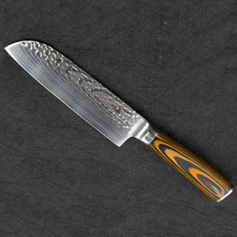 Дамасские кухонные ножи японские ножи накири 7cr17 нержавеющая сталь шеф-повара нарезки мясные овощные Кухонные нож для приготовления пищи - Цвет: 7inch santoku knife