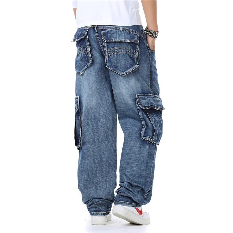 Baggy Jeans Mens Straight Denim Cargo Pants Biker Jeans Men Baggy