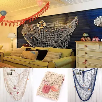 

Hot sale mesh cute creactive Fishing Net Sea Shell Hanging Home Wall Decoration Theme Shell Background Party birthday present