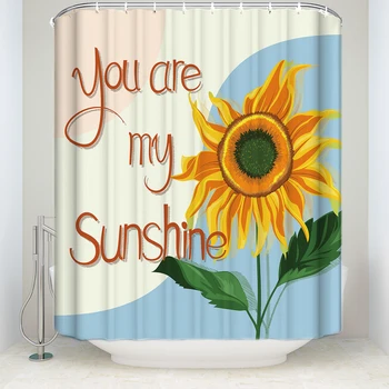 

Creative Design Sunflower You Are My Sunshine Shower Curtain Waterproof Polyester Fabric Bathroom Decor Printed Shower Curtain