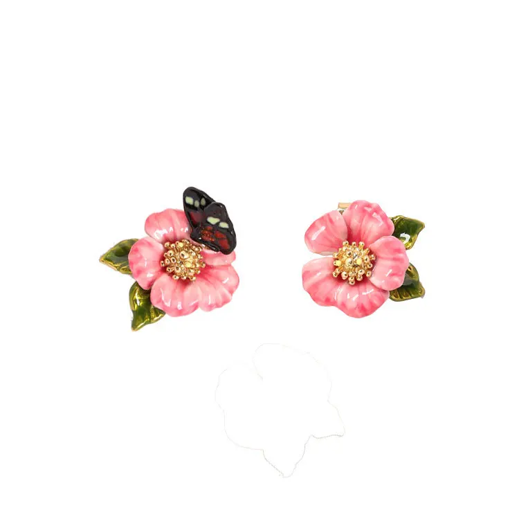 

Dyxytwe Enamel glaze Gold Pleated Ladybug butterfly Flower Fashion Women Earring Stud