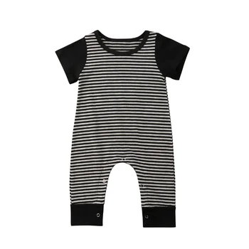 

Newborn Infant Baby Boys Girls Short Sleeve Romper Jumpsuit Playsuit Cotton Cross Striped Clothes 0-24M Casual Summer Clothing