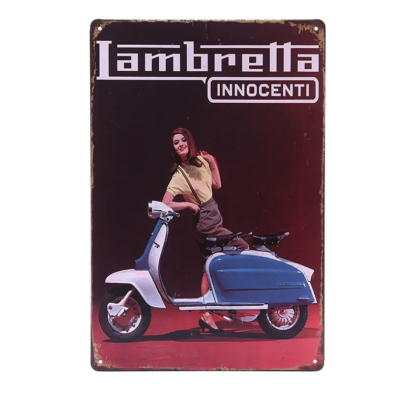 Lambretta электромобиль металлические знаки Vespa электромобиль винтажная настенная живопись доска автомобиль гараж салон магазин оловянный плакат - Цвет: YG2192