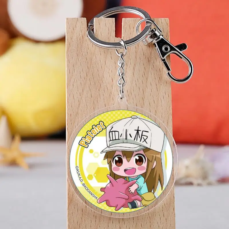 

1 Pc NEW lovely Cartoon Anime Cells At Work Acrylic Keychain Bag Pendant Keyring for Kids Figure Toys for kids gift