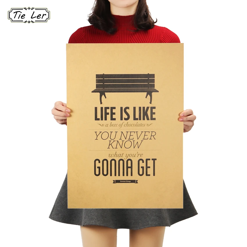 

TIE LER Life Like A Box of Chocolates Kraft Paper Bar Poster Retro Poster Decorative Painting Wall Sticker 51x36cm