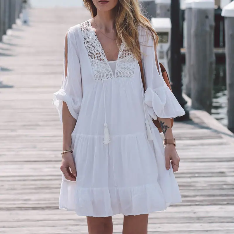 2017 Newest Woman Swimwear Cover Up Beach Dress Tops Bikini Set Cover Up Dress Clothes Women Lace Crochet Bathing Suit Bikini