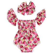 2018 Cute Newborn Baby Girls Floral Flower Summer Sleeveless Cotton Bodysuit Jumpsuit Playsuit Sunsuit Outfits