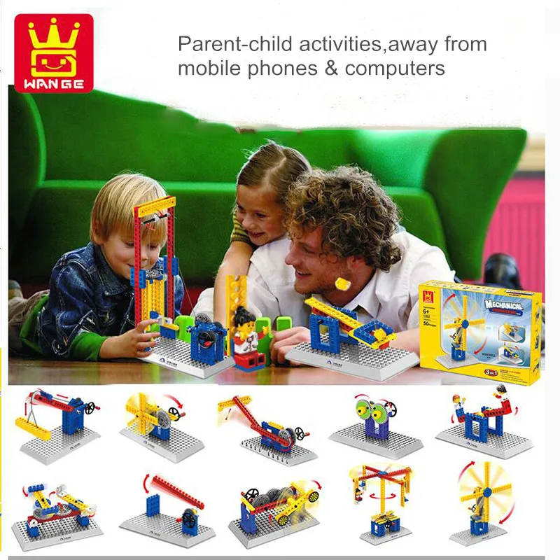 

3In1 Electric gear domino Bricks Blocks WANGE Power Machinery DIY Model Bricks Toys Gift Technic Series Building Blocks for Kids