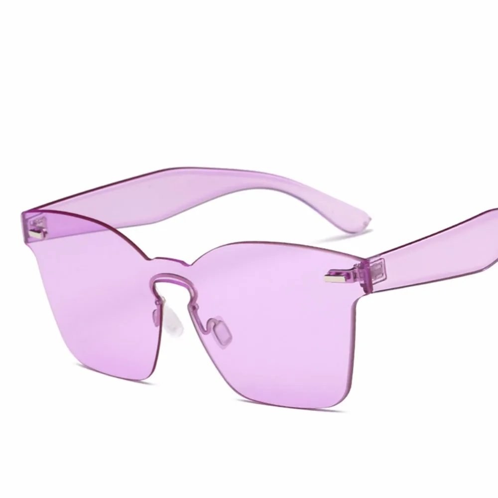Модные летние стильные негабаритные женские квадратные плоские линзы солнцезащитные очки модные мужские роскошные фиолетовые очки без оправы#245093
