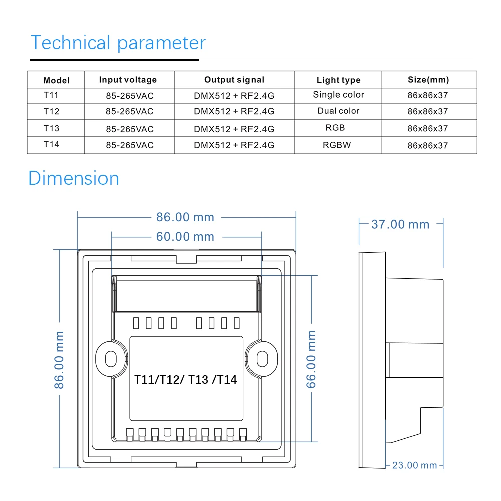 Беспроводная 2,4G DMX512 Сенсорная панель RF Диммер контроллер настенный 4 зоны управления Dim/CCT/RGB/RGBW светодиодные полосы света