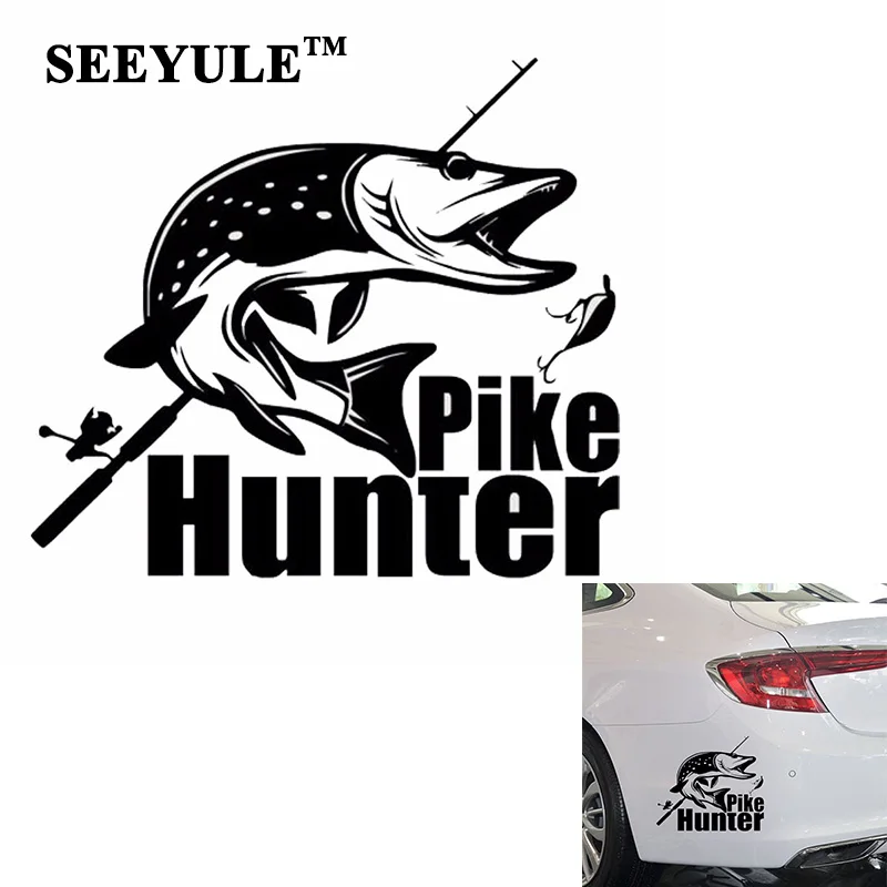 

1pc SEEYULE Pike Hunter Fishing Car Stickers Styling Vinyl Decal Boat Cover Car Outdoor Sport Decoration for Golf Toyota Audi
