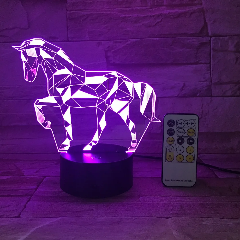  Remote Or Touch Switch Acrylic 3D Stereo Vision Lamp Horse Interior Decorative Lamp 7 Color Change  - 32836137802