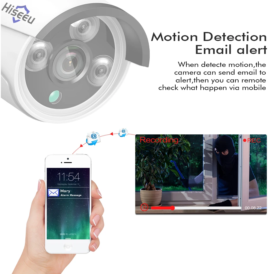 Hiseeu 4CH 720 P 1080 POE CCTV Камера системы Водонепроницаемый IP66 IP металла ИК Открытый P2P