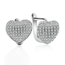 Uloveido сердечко серебряного цвета серьги-гвоздики для женщин Свадебные обручальные серьги с камнями серьги Модные ювелирные изделия скидка 50% R139