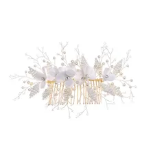 Европейский золотой гребень для волос свадебный горный хрусталь набор с алмазные бусины Свадебные украшения Аксессуары