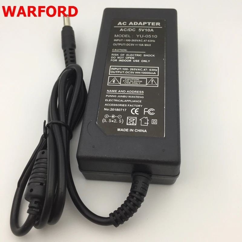 

WARFORD AC100-285V TO DC5V 10A LED Power Supply 50W led power adapter use for DC5V WS2812B LPD8806 WS2811 2801 LED Strip
