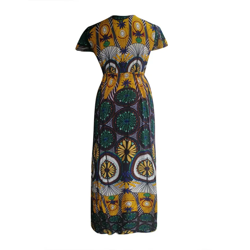 New Women Summer Bohemian Printed V-neck Print Dress Beach Holiday Fashion Casual Elegant Party Dress vestidos #4A26 (3)