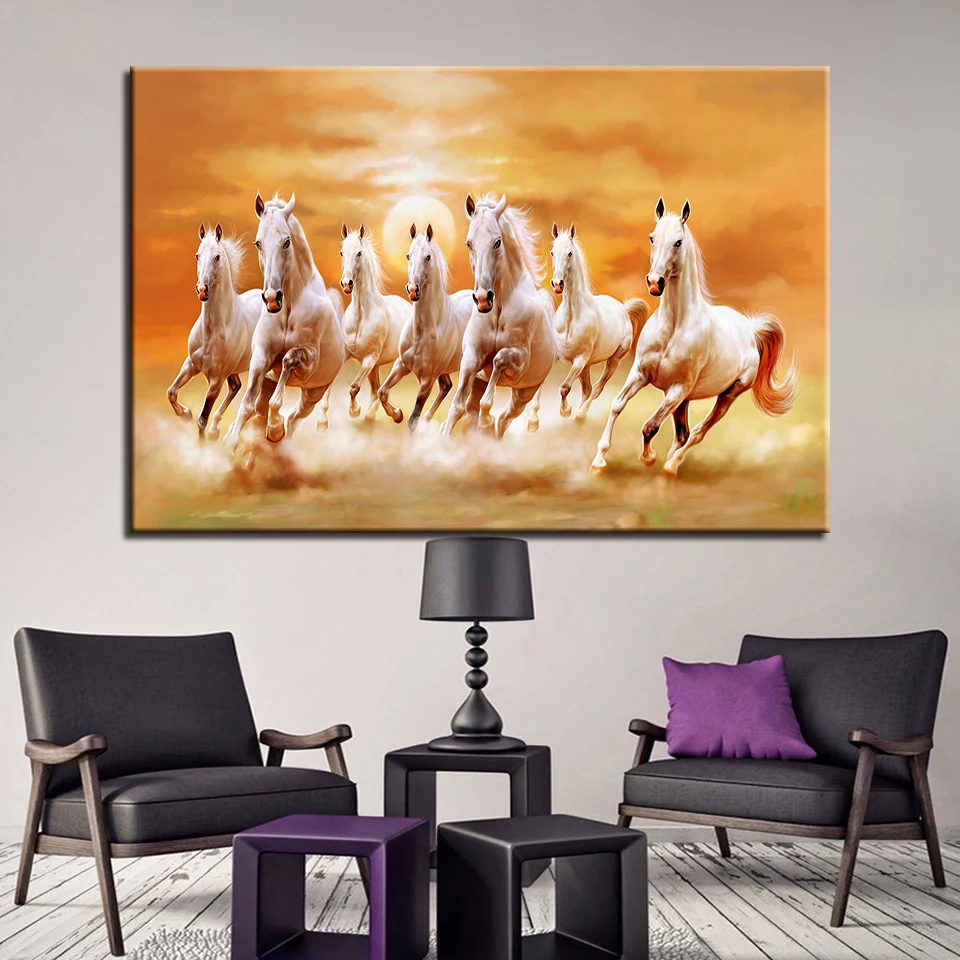 Embelish 1 Pieces Sunset Running Horses HD Wall Art Pictures For Living