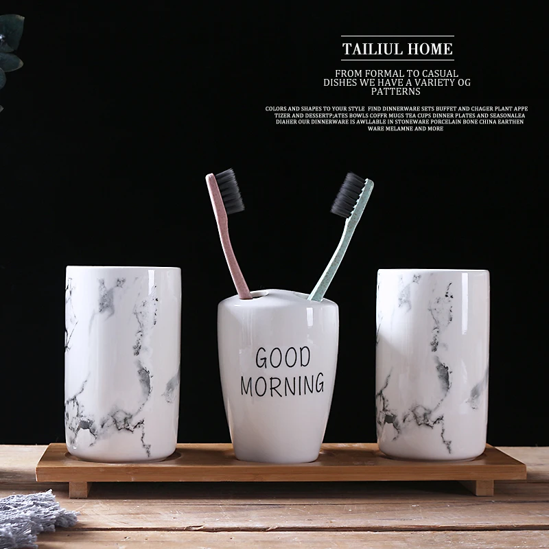 

Simplicity Fashion Ceramic Tooth Mug Bathroom Accessories Set High-grade Wash Gargle Cup Toothbrush Holder Suit Wedding Gifts