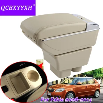 

QCBXYYXH Car Styling PU Leather Car Armrest For Skoda Fabia 2008-2014 Central Storage Box Cover Interior With Cup Holders Case