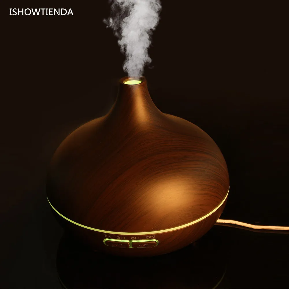 ISHOWTIENDA Home Office LED Essential Oil Aroma Diffuser Ultrasonic Wooden Humidifier Air