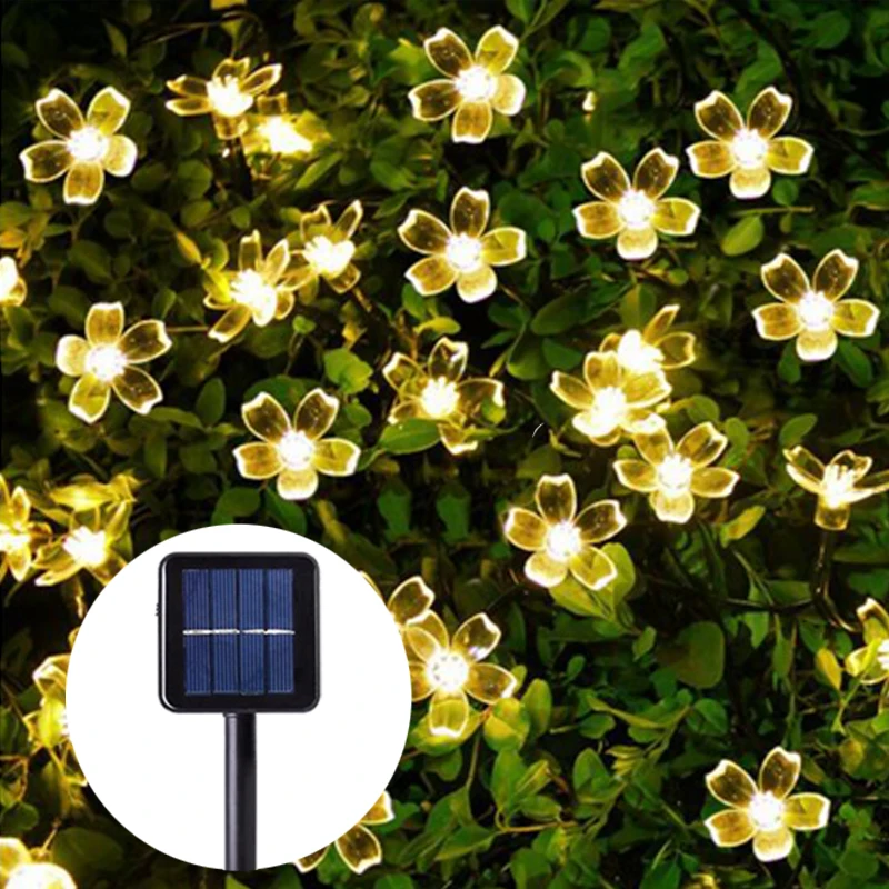 Billig Sonnenlicht LED Solar Licht Pfirsich Blume Solar Lampe Power LED String Fairy Lichter Solar Girlanden Garten Weihnachten Decor Für Outdoor