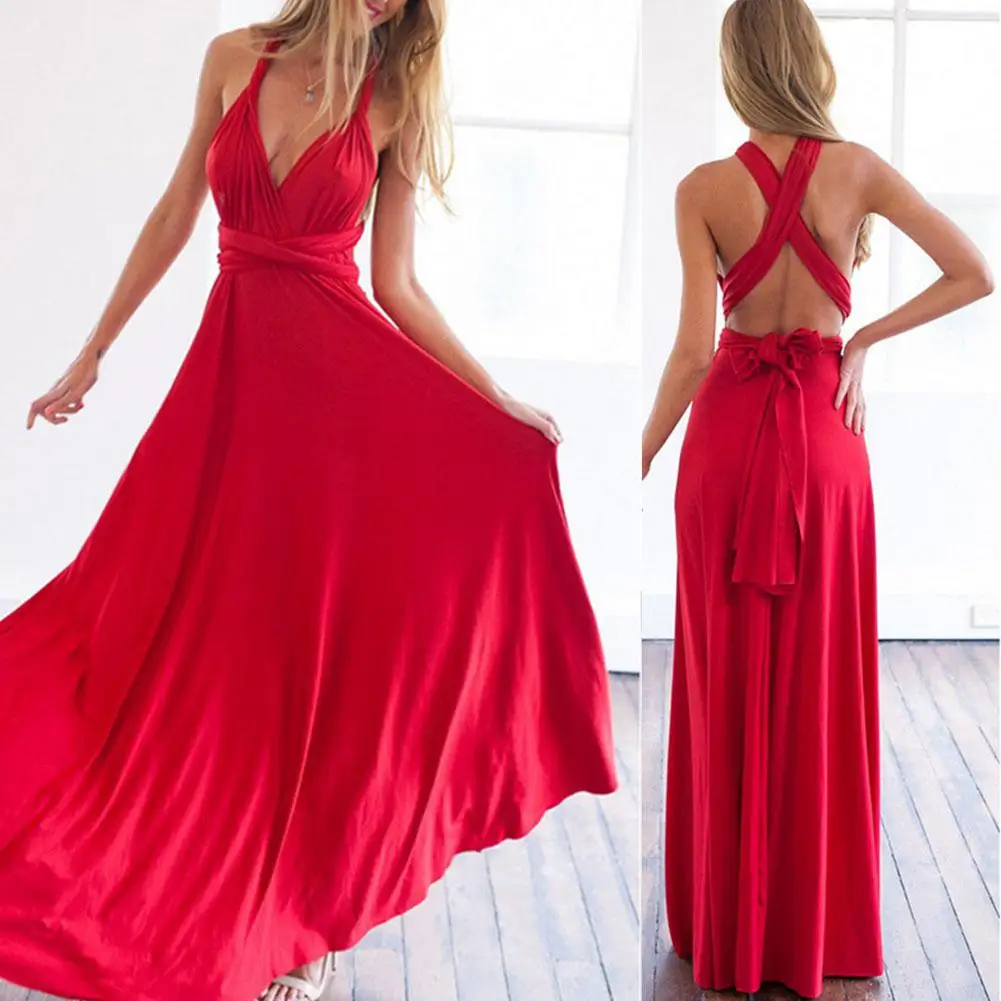 

2019 New Yfashion Women Sexy Red Tight Waist Lacing Dress