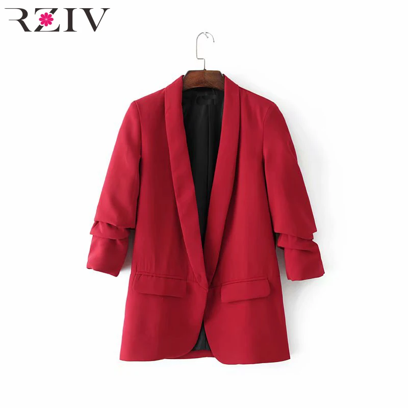 RZIV осенний женский Блейзер Куртка однотонный цвет OL Стиль блейзер feminino пальто осенняя одежда