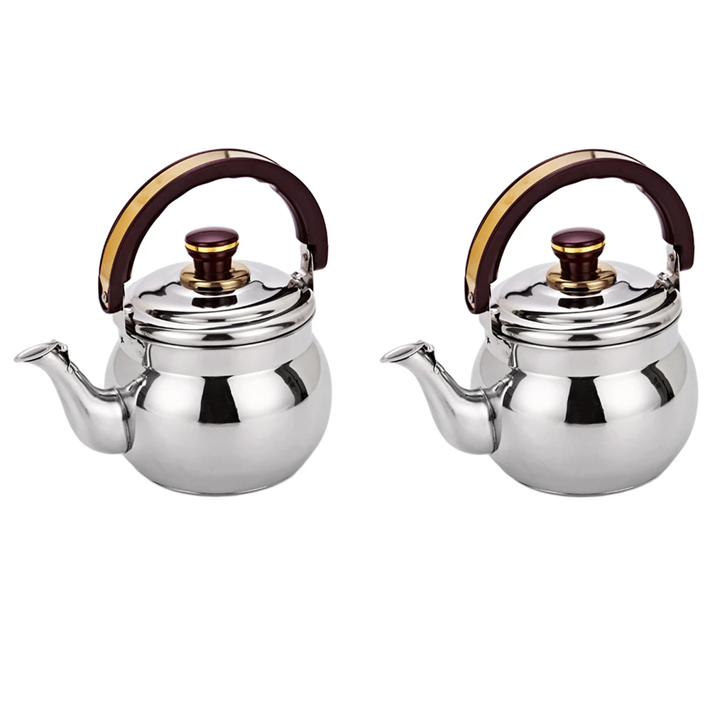 2pcs Outdoor Camping Stainless Steel Whistling Kettle Kitchen Tea Pot 0.6L