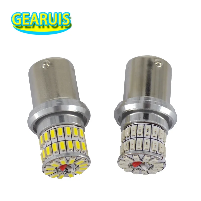 

4pcs High lumen S25 1156 BA15S 1157 BAY15D 48 SMD 3014 LED bulb White Red lamp For Turn signal bulb brake light 12V to 24V