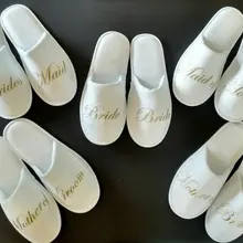 Изготовленный на заказ для дня рождения и свадьбы, платье подружки невесты, свадебное платье невесты тапочки дружки кур-несушек Ночь девичник тапочки для спа стаканчики для вечеринки, подарков